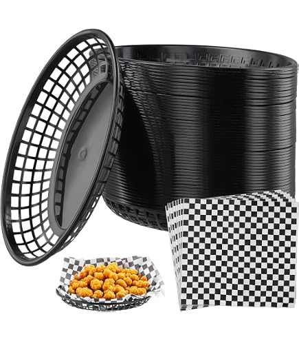 30 Schwarze Fast-Food-Servierkörbe Oval & Flach – Perfekt Für Burger, Huhn, Picknick & Restaurant