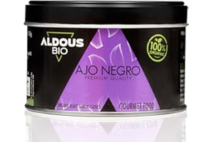 ALDOUS BIO Ail Noir Biologique Authentique - Produit Gourmand - Dents Pelées - Fraîcheur et Saveur Maximales - Sans Plastique - Certification Écologique Officielle 100g