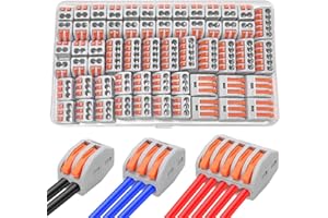 XPJBKC Conectores Electricos Rapidos, 60 Piezas Clemas Electricas, 0,08-4,0mm² Conectores de Cable, 2 Puertos 30 Piezas, 3 Puertos 20 Piezas, 5 Puertos 10 Piezas para Conectores Electricos, Naranja