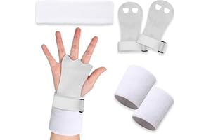 SSKHE 5 pièces Blanches poignées de Gymnastique Ensemble avec Bracelets Sweatband, Protection Palme et Poignet de Soutien pour Les Filles Jeunesse Enfants