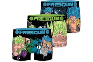 FREEGUN Boxer Enfant Dragon Ball Super Broly, Caleçon Garçon Doux & Confortable (Lot de 3)
