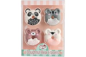 Tinc Doughnut Bear Erasers Collection Pack for Kids - Use at School & Homework (S4BEARER)