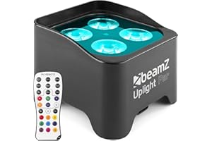 BeamZ BBP90 Foco Uplight LED Spot con batería integrada y 4X Leds de 4W para iluminar Paredes, columnas u Objetos sin Necesidad de Cables. Incluye 7 Canales de DMX