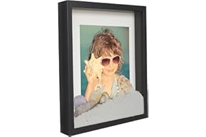 BD ART 20 x 25 cm Box 3D Marco de Fotos con Paspartu 13 x 13 cm, Negro