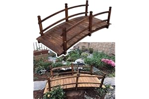 ZIMGOD Pont de Jardin Pont D'étang pour Le Jardin, Pont de Jardin Japonais Rétro, Petit Pont pour Les Décorations D'étang Extérieur, Passerelle Ferme Pelouse Jardin Pont Piétonnier