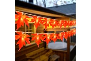 BOLWEO Herbst Lichterkette,3M 20LED Halloween Lichterketten Batteriebetrieben Ahornblatt Girlande Herbst Deko Blättergirlande Lichter für Erntedankfest,Halloween,Weihnachten,Party Deko Tischdeko
