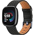 Tobfit for Fitbit Versa 3 / Versa 4 Strap/Sense 2 Strap Leather, Genuine Leather Replacement Straps for Women Men