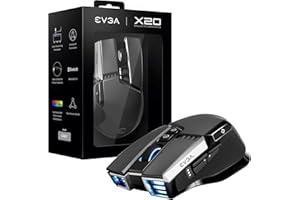 EVGA X20 Mouse da Gioco, Wireless, Grigio, Personalizzabile, 16.000 DPI, 5 Profili, 10 Pulsanti, Ergonomico, 903-T1-20GR-K3