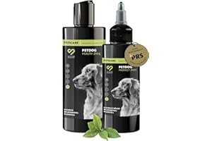 Peticare Anti-Parasiten Set für Hunde | gegen Milben Flöhe Pilze | lindert effektiv Juckreiz & unterstützt Regenerationsprozess | Pflege-Lotion 100 ml & Hunde-Shampoo 250 ml – petDog Set 2135