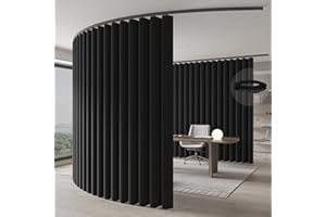 JILRON Raumtrenner Vorhang,Deckenmontage Auf Schienen,Raumteiler Für Flexiblen Sichtschutz (Schwarz - H213 x B540 cm)
