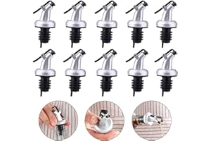 SILENT-QIAOYOU 10 Stück Flaschenausgießer AusgießEr, Ausgießer für Olflaschen Auslaufsicher Küche öl Druckdüse mit Verschluss Flaschenausgießer Edelstahl Ausgiesser für flaschen öl für Küche, Restaurants