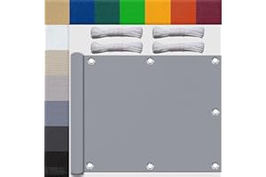 UFAMILUK tenda a vela Rettangolare Impermeabile Varie Dimensioni Protezione Antivento 98% Anti UV tenda ombreggiante per esterni esterno giardino bordo balconi patio 1x7m Grigio