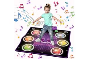 WUZHUANGYUAN Zaktualizowana mata do tańca z 6 podświetlanymi przyciskami, obsługująca muzykę z telefonu, 6 trybów gry, dla dzieci 3-12 lat, idealna na prezent świąteczny lub urodzinowy.