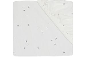 Jollein Lenzuolo con angoli elasticizzati, in jersey, per culla – Twinkling, verde mare, 60 x 120 cm, 100% cotone, certificato Oeko-TEX