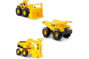 CatToysOfficial 82360 Caterpillar by Funrise 82284 Caterpillar CAT Mini-Crew ciężarówka uchylna, ładowarka kołowa i koparka pojazd budowlany, żółto-czarna