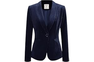 Allegra K Blazer en Velours Femme à Col Châle avec 1 Bouton Déguisement Blazer d'affaires Décontracté Veste Automne de Noël pour Femme