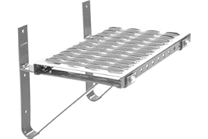 Parotec Gradino da Tetto – Gradino da tetto per spazzacamini – Gradini da tetto – Gradino di salita – Piattaforma per camino/muro da 60 cm completa (RAL 9006 – Argento)