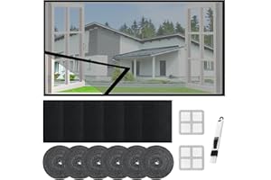 DIBALIYI 6 Stück Fliegengitter Fenster, 150 x 200 cm Insektenschutz Fenster, Moskitonetze für Fliegen mit 2 Reparaturbeihilfe und 1 Reinigungsbürste für Dachfenster, Balkontür (B-150 * 200cm)