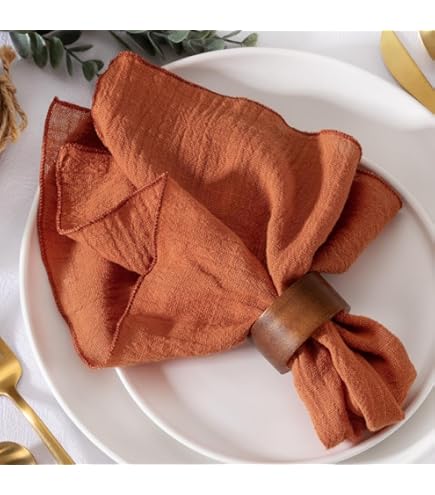 Chemin De Table Rustique En Coton Rouille, étamine, Serviettes, Dîner, Rétro, Bavure, Bergame, Maison Vintage, Noël, Mariage, Décoration De Table