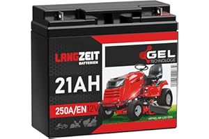 ‎LANGZEIT BATTERIEN LANGZEIT Rasentraktor Batterie 12V 21Ah 250A/EN Gel Batterie Akku 12V doppelte Lebensdauer ersetzt 17Ah 18Ah 20Ah 22Ah 23Ah vorgeladen auslaufsicher wartungsfrei