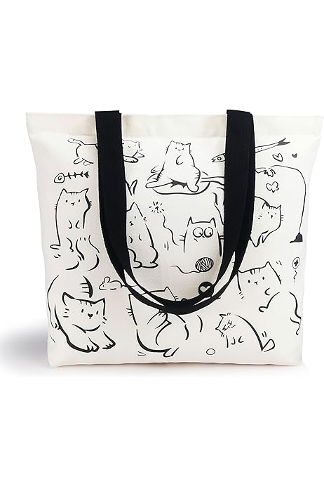 Tote Bag Donna Grande Con Cerniera - Shopper Elegante In Tela Con Tasca Interna, Per Università E Shopping - Foto 3