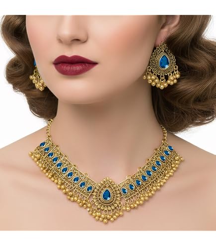 Halskette Gold Kundan Ohrringe Kette Indien Bollywood Hochzeit Geschenk Gold