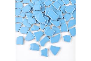 BTMIEY Unregelmäßige Keramik-Mosaikfliesen, 500 g, 2–4 cm, Mosaiksteine für DIY-Mosaikherstellung, Handwerk, Hobby, Kunst, Heimdekoration (Himmelblau)