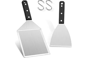 HaWare Grill Spatula Set, Stainless Steel Plancha Spatula Set of 2 for Smash Burgers, Grill Spatula for Gas Grill, Fire Plate and Teppanyaki, Grill Gifts for Men - Dishwasher Safe