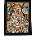 7 Hills Store Kubera Lakshmi Photo With Wooden Frame (8 X 12 Inch, Multicolour), Wall Mount, Rectangular
