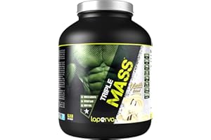 laperva Triple Mass Gainer Protein Powder, High Calorie Weight Gainer with Glutamine & Added Essential Fatty Acids, 1500mg Added Creatine Blend +10 gm of BCAA (Vanilla Caramel, 6 LB)