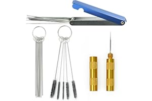 INSPUTOL Carburetor Cleaning Kit with 13 Wires, 10 Needles, 5 Brushes, and Pick Tool for Motorcycles, ATV, Welders, and Lawn Equipment(Gold)