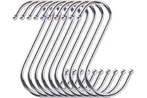 WKTRSM Ganchos para Colgar Ganchos Cocina Metal Ganchos en Forma de S Grande Acero Inoxidable (10 piezas)