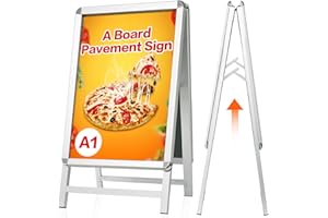 VAIIGO DIN A1 Kundenstopper Outdoor, Plakatständer wetterfest, doppelseitiger Aufsteller inklusive Schutzfolie, A-Rahmen Ständer für Werbung & Messen (A1, Silber)