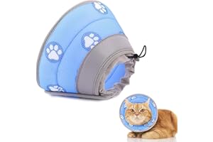 PLLIOCSE Cat Cone Collar, Adjustable Cat Recovery Collars, Soft Cat Tapered Collars, Soft Collar Tapered for Cats, Puppies after Surgery and Injury (M-Blue)