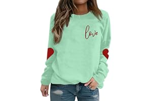 SCBFDI Valentinstag Pullover Damen, T Shirts Damen Mit Herz Sweater Women's Valentinstag Langärmlige Übergrößen Pullover Lounge Schule Rundhals Herzen Weiblich Tailliertes