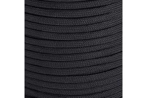 MOOCY Paracord 550 Black,5/32 in x 164 ft (4mm x 50m),7 Inner Strands/Parachute Cord,Nylon Type III Paracord,Ideal Nylon String for Survival & Camping Gear