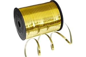 Eitolo Gold Ribbon, 500 Yards Balloon String Ribbon 5mm Shiny Gold Curling Ribbon for Crafts Metallic Glitter Ribbon for Presents Gift Wrapping Birthday Christmas New Year Wedding Party Decorations