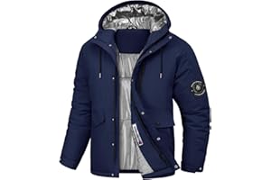 Voqeen Uomo Giacca Sci Invernale Impermeabile Giacche con Cappuccio Staccabile Termica Antivento Cappotto Sportiva Calda con Multi-Tasche