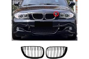 Hengjiayao E81 Griglia Anteriore per BMW 1 E81 E87 PRE Griglia Paraurti Nera E81 Griglia Radiatore 2004 2005 2006 2007 Doppia Griglia Grill (For 1er E81 2004-2007 PRE)