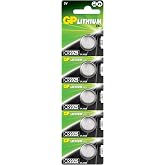 GP Batteries CR2025 2025 Size Lithium Button Battery, 3 Volt, 5-Piece Card, Gray
