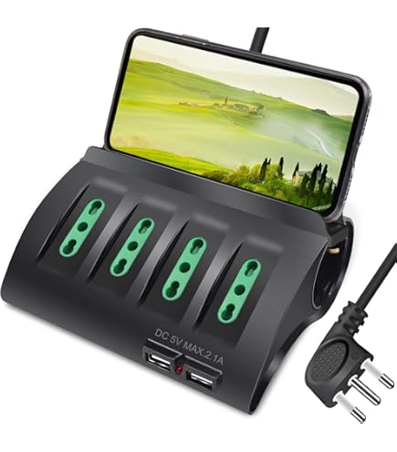 Prolunga Elettrica Zenitech 6A Nero - Cavo HO3VVH2-F 5m, Sicurezza Bambini, Senza Terra