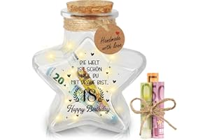 ‎GIFTOTA Giftota 18 Geburtstag Mädchen Junge, LED Flaschenlicht Sternform mit Korken, Geldgeschenke Geburtstag 18, Coole Geburtstag Tischdeko, Geschenkideen Geburtstagsgeschenk für Tochter, Sohn, Schwester