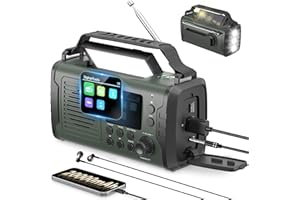 BUOTAU 20000mAh Wind Up Radio with Bluetooth, DAB/FM Solar & Hand Crank Power Radio, Flashlight & Reading Light, USB Mobile Phone Charger, SOS Alarm, Portable Emergency Radio for Camping and Outdoor Use