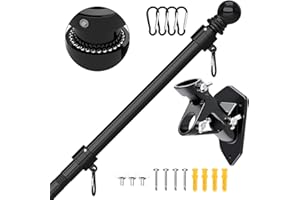 FIASON Tangle Free Flagpole With Upgraded Bracket - 6 FT Stainless Steel for Outside House, Residential or Commercial - Kit (Without Flag, Black)