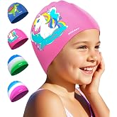 Children's Swimming Cap &ndash; Swimming Cap for Girls and Boys 3-15 Years, Soft Silicone Waterproof and UV Protection Cap, Suitabl