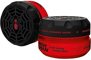 ‎NISHMAN NISHMAN Aqua Spider Wax S6 – Keratin Red 150g – Mango Duft – Starker Halt & Glänzendes Finish Haarwachs für Männer, Flexibles Styling für Alle Haartypen