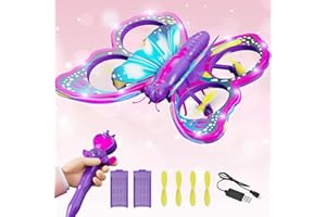 4DRC V40 Flying Remote Control butterfly Drone for Kids, RC Quadcopter with Lights, 2 Batteries, Altitude Hold, Headless Mode, and Stunt Roll, RC Aeroplane Airplanes Toy Gift for Beginners Boys Girls
