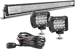 AUXTINGS 106 cm 540W 3 Filas Barra LED Offroad Barra de luz LED Recta +10 cm LED Luces de trabajo Con 12V Cableado Haz Spot y Flood LED Luces de Trabajo para Tractor Coche Camión Barco 4x4 ATV,IP67