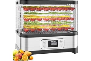Nictemaw Deshidratador de acero inoxidable Küchenminis Deshidratador de frutas con 8 estantes, deshidratador con regulador de temperatura, 400 W, 35-70 °C, temporizador de 72 horas para verduras,