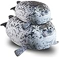 2 x Blob Seal Pillow, 30cm Cute Chubby Seal Plush Toy +60cm Plush Seal Pillow, Soft Blob Animal Seal Pillow Stuffed Cotton Plush Animal Toy Cute Ocean Pillow Pets Grey (2pos 23.6IN+11.8IN)